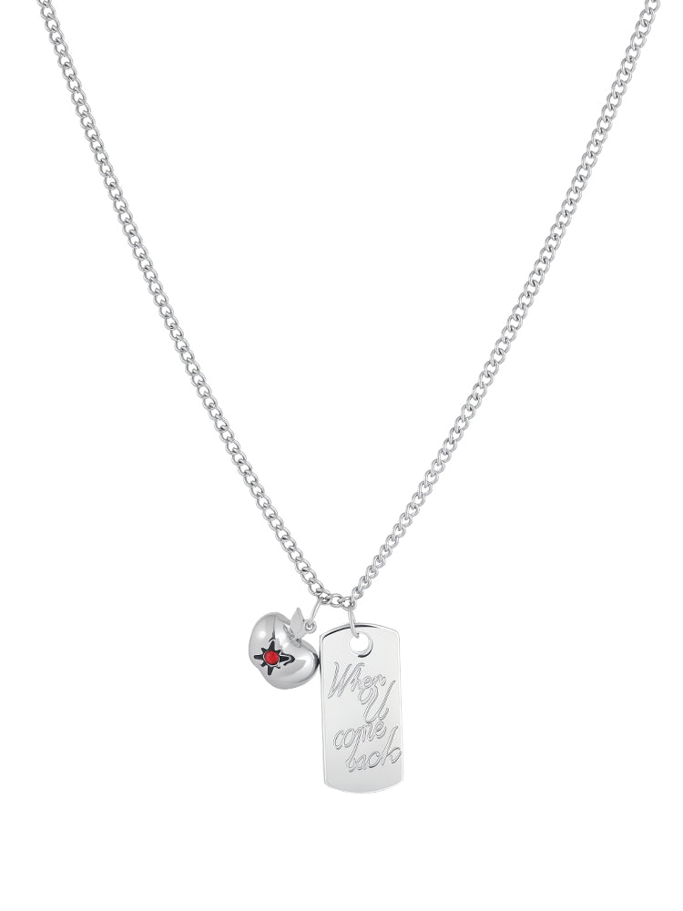 LAD Caleb When U Come Back Dog Tag & Apple Pendants Necklace