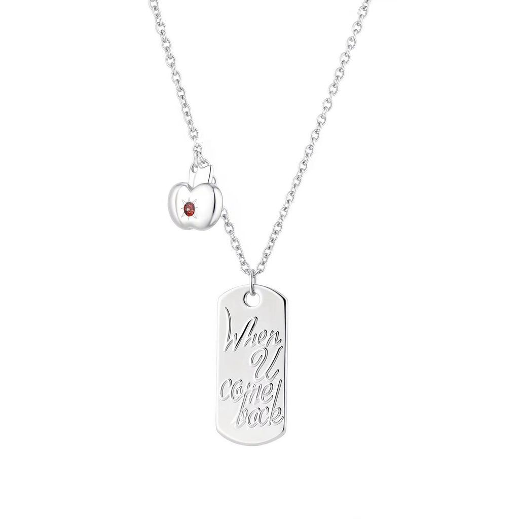 LAD Caleb When U Come Back Dog Tag & Apple Pendants Necklace